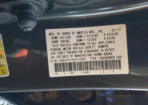 2014 Honda Accord Sport z USA, uszkodzony, nr VIN 1HGCR2F53EA147692